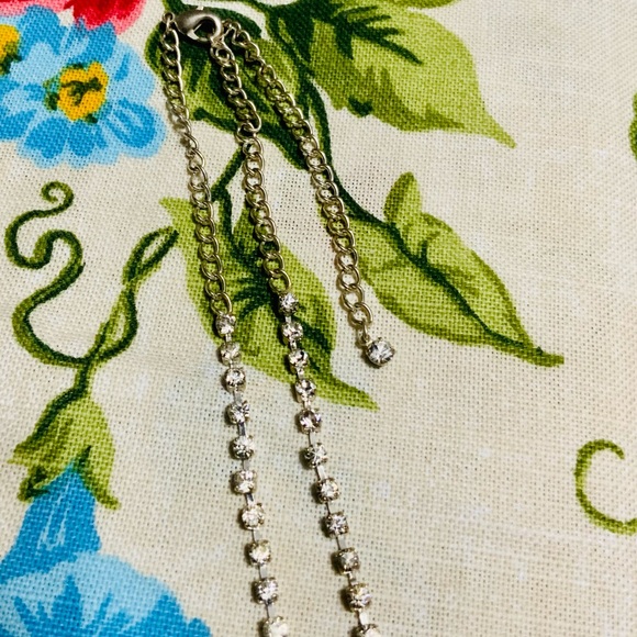 Vintage Tear Drop Crystal Rhinestone Necklace Silver Tone - Picture 5 of 8